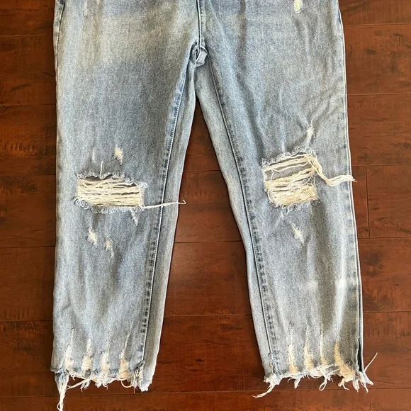 ONE TEASPOON Revolve Denim Overalls Distressed Cropped Ankle Blue Jean Size 28 - Picture 4 of 11